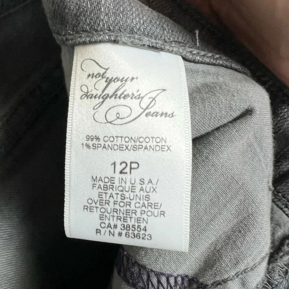 NYDJ Womens Flare Jeans Gray High Rise Stretch Embellished Made in USA 12 Petite - Picture 12 of 12